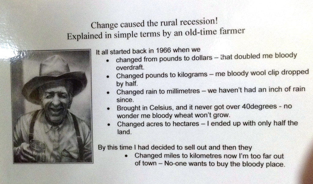 Funny notice about the rural recession at the Windorah Pub
