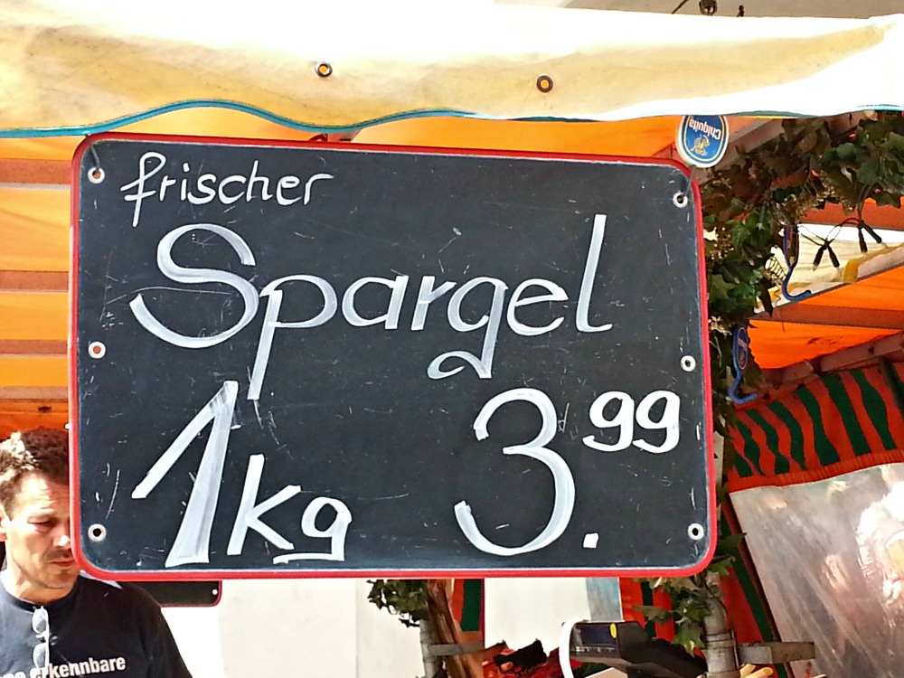 Sign advertising seasonal spargel