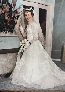 My mum, Patricia Hein in her wedding dress, 1960.
