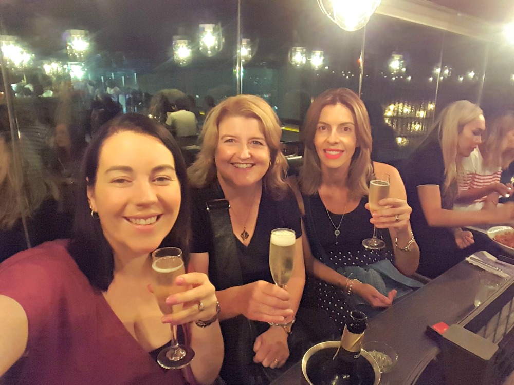 Rachael Johns, Cathryn Hein, Emily Madden at dinner