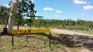 Crocodile warning sign for the Bowen River