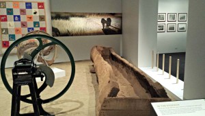 Carved log feed trough.