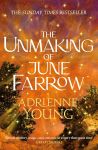 Cover of The Unmaking of June Farrow, featuring a vivid orange starlit sky background with pines either side, the title in white and the author’s name in yellow.